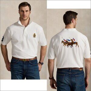 Men's Polo Ralph Lauren Classic Fit Triple Pony Mesh Polo-Crest-Size XL